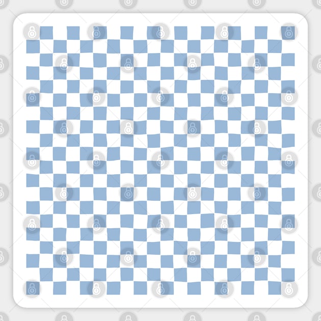 Wonky Checkerboard, White and Blue Magnet by Niemand